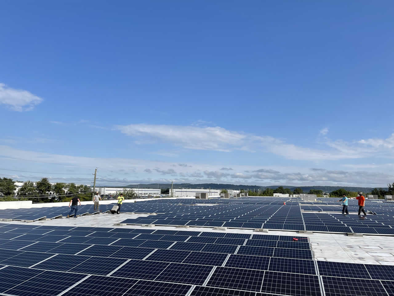 Solar panels on building roof